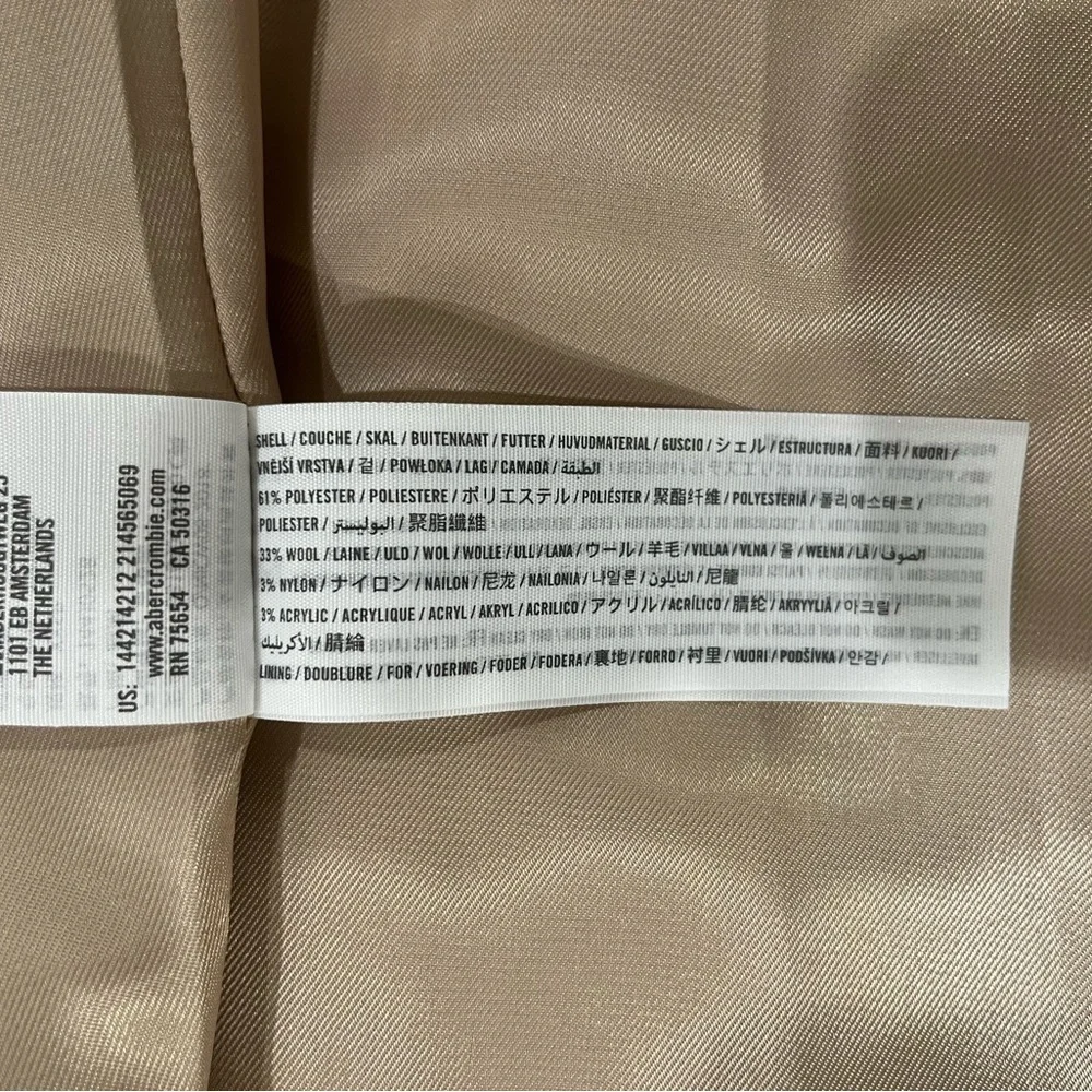 NWT abercrombie wool blend blazer coat in camel XXS P - Picture 3 of 14